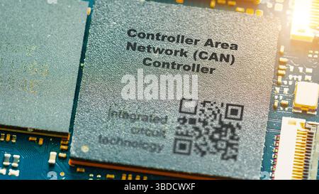 Controller area network (CAN) controller. Microchip for robust communication in automotive and industrial applications. Stock Photo