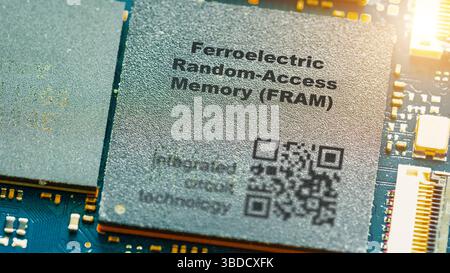Ferroelectric random-access memory (FRAM). Non-volatile memory combining RAM and ROM characteristics. Stock Photo