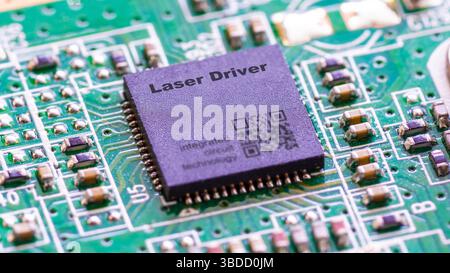 Laser driver. Microchip for controlling the operation of laser diodes. Stock Photo