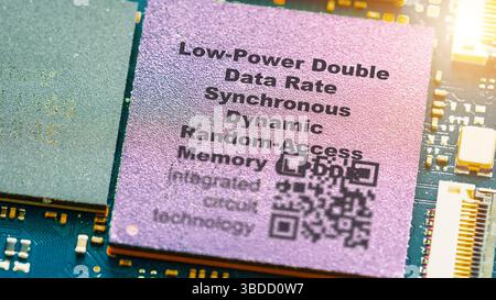 Low-power double data rate synchronous dynamic random-access memory (LPDDR SDRAM). DDR SDRAM optimised for low power consumption. Stock Photo