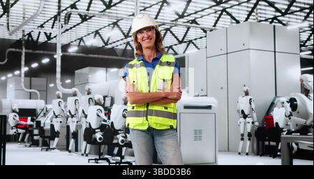 Innovative Woman Leading In Industrial Technology Research And Development Field Stock Photo
