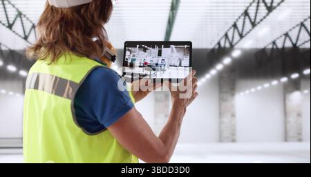 Future Industrial Engineer At A Semiconductor Plant Using Augmented Reality. Stock Photo