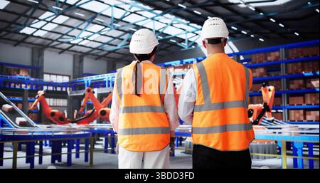 Busy Workers At Warehouse Discussing Packaging And Logistics Operations Efficiency. Stock Photo