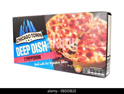 Chicago Town frozen deep dish pepperoni and cheese microwavable pizza pack Stock Photo
