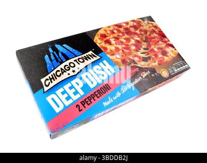 Chicago Town frozen deep dish pepperoni and cheese microwavable pizza pack Stock Photo