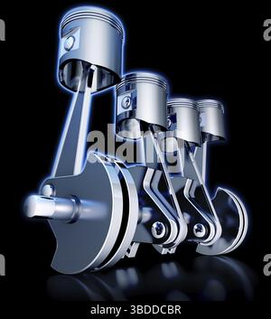 High Ress Engine high resolution 3D rendering of a engine Stock Photo - Alamy