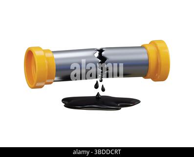 Cracked Oil Pipeline Icon 3d render concept of perfect for industrial designs, environmental awareness projects, or hazardous material Stock Vector