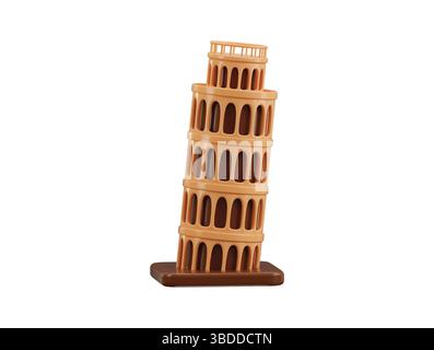 Leaning tower of Pisa 3d render concept of European historical architecture tower of Pisa global landmark vector illustration Stock Vector