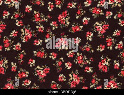 Rose print cotton pattern fabric design sample detail background Stock Photo