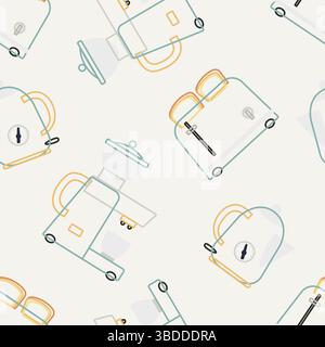 Outline pattern with retro kitchen appliances on white background Stock Vector
