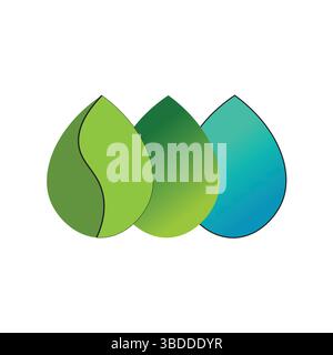 Eco Nature Logo Design - Green Leaf Water Drop Symbol Vector  agriculture  logo  water drop Stock Vector