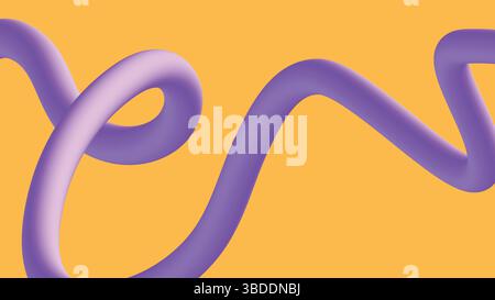 Twisting Purple Ribbon on Soft Yellow Background Stock Vector