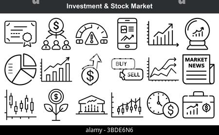 Investment stock market icons financial growth charts Stock Vector