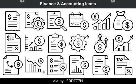 Finance accounting icons budget money financial charts Stock Vector