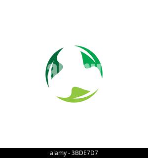 Three Leaf Circle Logo Design. Organic Green Leaf Vector Stock Vector