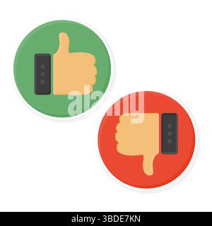 Thumb Up and Down Gesture Buttons Vector. Like and Dislike Button Elements. Stock Vector