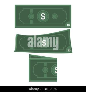 Green Banknote Financial Transaction Vector. Green Banknote Icon on White Background. Cash Payment. Stock Vector