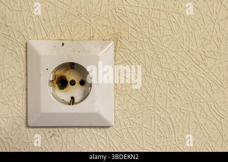 Fire hazard electrical system Stock Photo