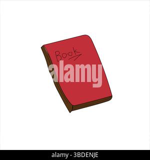 Hand Drawn Red Closed Hardcover Book Illustration Stock Vector