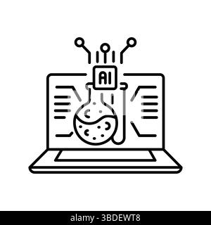 virtual laboratories STEM disciplines black line icon for digital and print projects.  Minimal clean icons for apps and websites. Modern simple icons Stock Vector