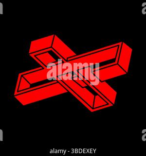 Impossible optical illusion shapes. Optical art objects. Impossible figures. Sacred geometry logo. Op art.  Stock Vector