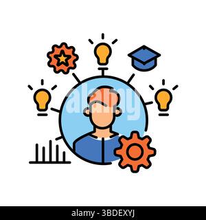assessment student knowledge level color line icon for digital and print projects.  Minimal clean icons for apps and websites. Modern simple icons for Stock Vector