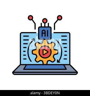 automated selection learning materials color line icon for digital and print projects.  Minimal clean icons for apps and websites. Modern simple icons Stock Vector