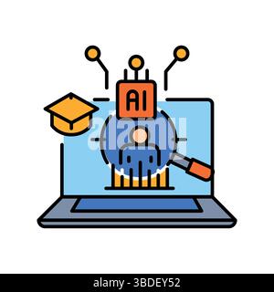 analysis student behavior online lessons color line icon for digital and print projects.  Minimal clean icons for apps and websites. Modern simple ico Stock Vector