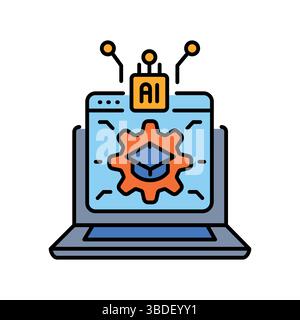 automatic creation educational program color flat icon for digital and print projects.  Minimal clean icons for apps and websites. Modern simple icons Stock Vector