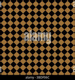 Elegant Black and Gold Geometric Grid Seamless Pattern, Luxurious Ornate Gold Square Abstract Background, Sophisticated Modern Black and Gold. Stock Vector