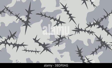 Silhouette of the barbed wire on the background of a camouflage Stock Vector