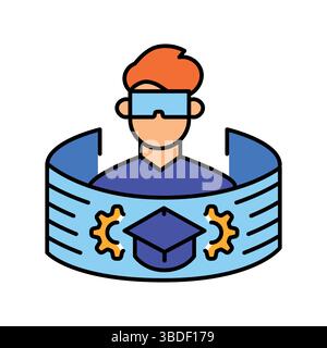 use VR AR education color flat icon for digital and print projects.  Minimal clean icons for apps and websites. Modern simple icons for UI UX and bran Stock Vector