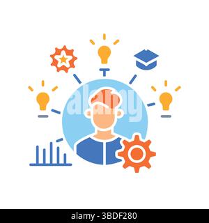 assessment student knowledge level color flat icon for digital and print projects.  Minimal clean icons for apps and websites. Modern simple icons for Stock Vector