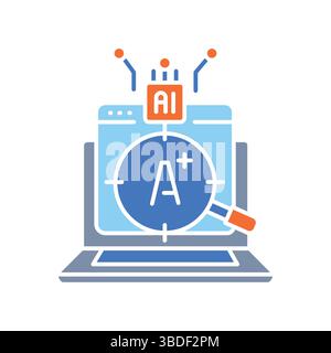 automatic grading assignments color flat icon for digital and print projects.  Minimal clean icons for apps and websites. Modern simple icons for UI U Stock Vector