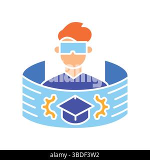 use VR AR education color flat icon for digital and print projects.  Minimal clean icons for apps and websites. Modern simple icons for UI UX and bran Stock Vector