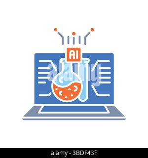 virtual laboratories STEM disciplines color flat icon for digital and print projects.  Minimal clean icons for apps and websites. Modern simple icons Stock Vector