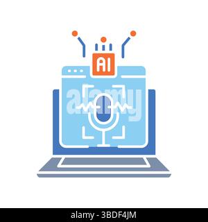voice recognition language training color flat icon for digital and print projects.  Minimal clean icons for apps and websites. Modern simple icons fo Stock Vector