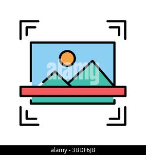 Image Recognition color flat icon for digital and print projects.  Minimal clean icons for apps and websites. Modern simple icons for UI UX and brandi Stock Vector