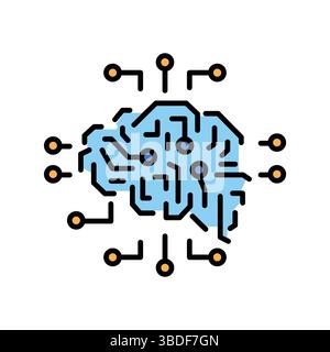 Neural network color flat icon for digital and print projects.  Minimal clean icons for apps and websites. Modern simple icons for UI UX and branding Stock Vector