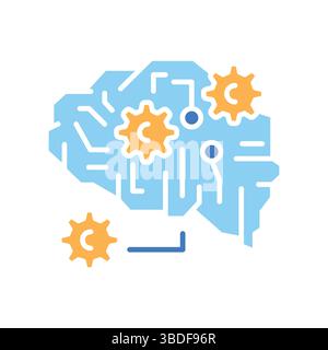 Deep Learning color flat icon for digital and print projects.  Minimal clean icons for apps and websites. Modern simple icons for UI UX and branding Stock Vector