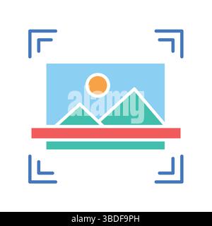 Image Recognition color flat icon for digital and print projects.  Minimal clean icons for apps and websites. Modern simple icons for UI UX and brandi Stock Vector
