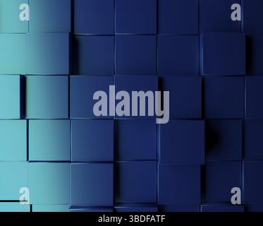 Abstract background with metallic blue cubes, 3d rendering Stock Photo