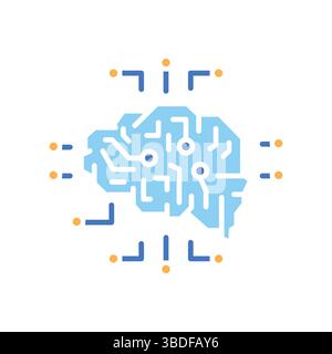 Neural network color flat icon for digital and print projects.  Minimal clean icons for apps and websites. Modern simple icons for UI UX and branding Stock Vector