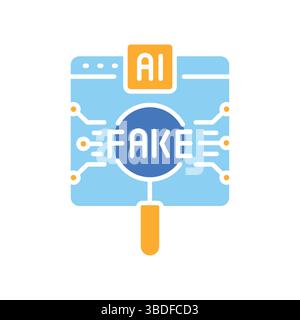 Counterfeit detection color flat icon for digital and print projects.  Minimal clean icons for apps and websites. Modern simple icons for UI UX and br Stock Vector