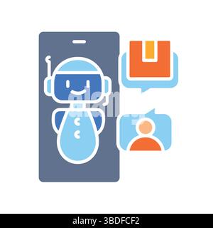 AI chatbots color flat icon for digital and print projects.  Minimal clean icons for apps and websites. Modern simple icons for UI UX and branding Stock Vector
