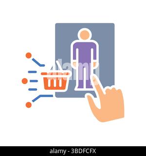 Customer behavior analytics color flat icon for digital and print projects. Minimal clean icons for apps and websites. Modern simple icons for UI UX a Stock Vector