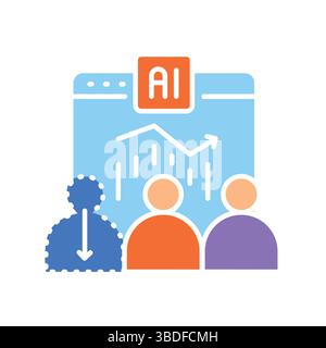 Customer churn color flat icon for digital and print projects.  Minimal clean icons for apps and websites. Modern simple icons for UI UX and branding Stock Vector