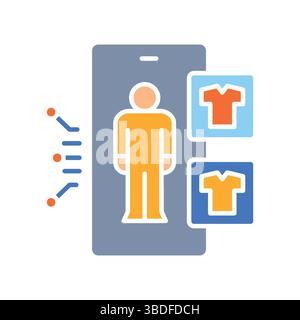 Virtual try on color flat icon for digital and print projects.  Minimal clean icons for apps and websites. Modern simple icons for UI UX and branding Stock Vector