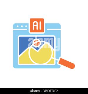 Visual search color flat icon for digital and print projects.  Minimal clean icons for apps and websites. Modern simple icons for UI UX and branding Stock Vector