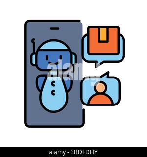 AI chatbots color line icon for digital and print projects.  Minimal clean icons for apps and websites. Modern simple icons for UI UX and branding Stock Vector